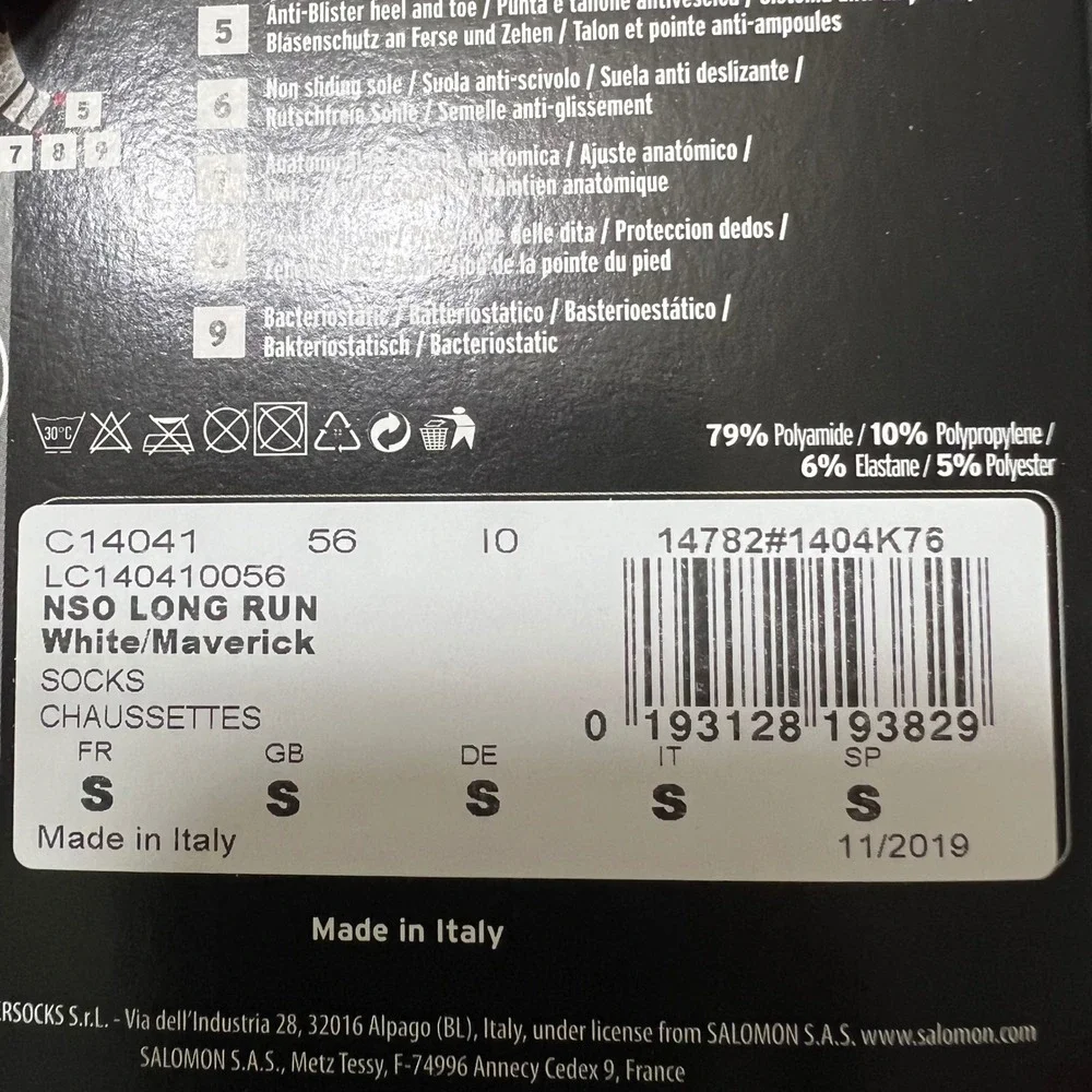 Salomon NSO‎ Long Run Crew Running Socks - Size Small